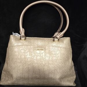 Calvin Klein Gold Embossed Tote Bag